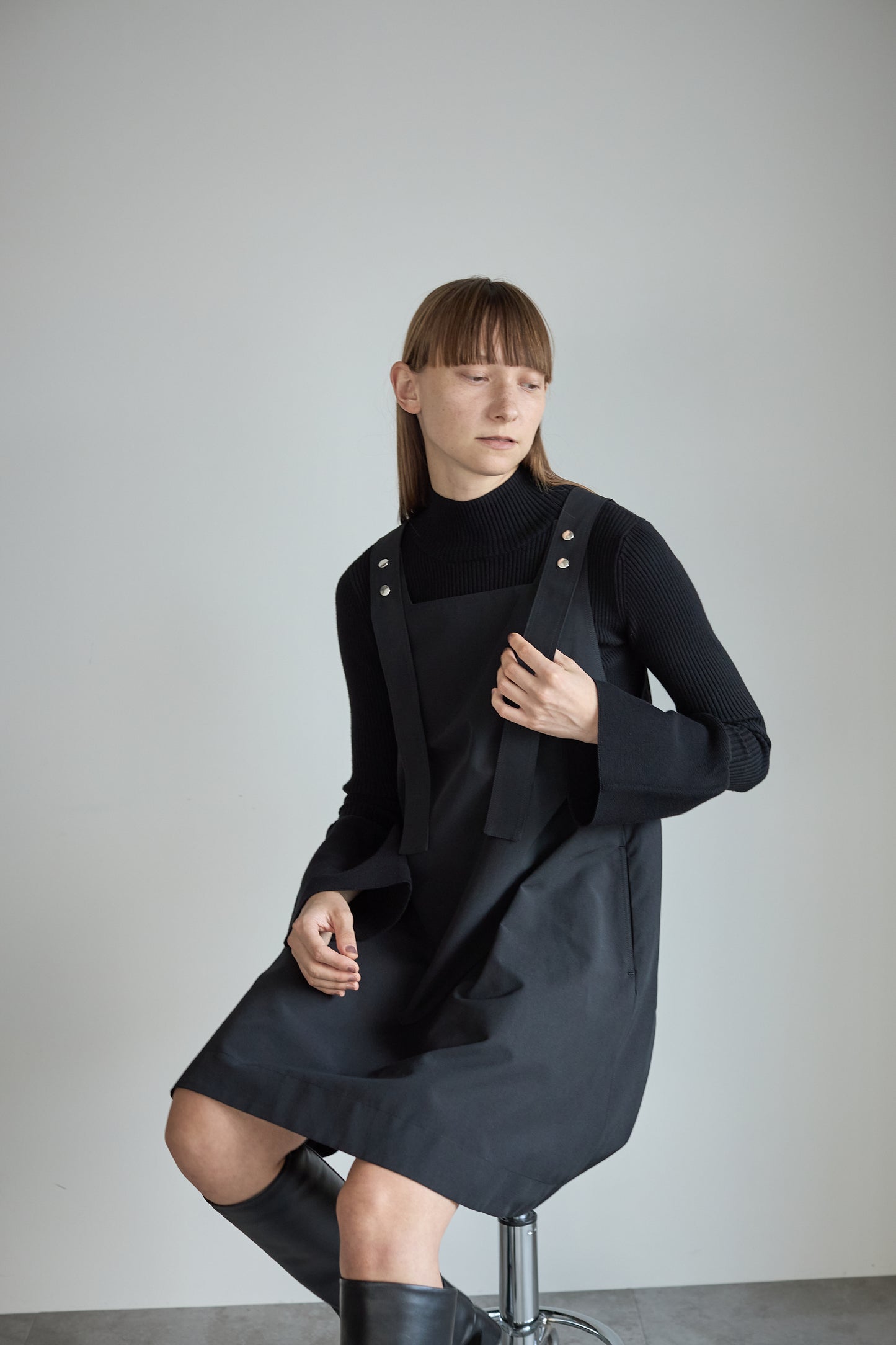 ボタンミニワンピース【BLACK】