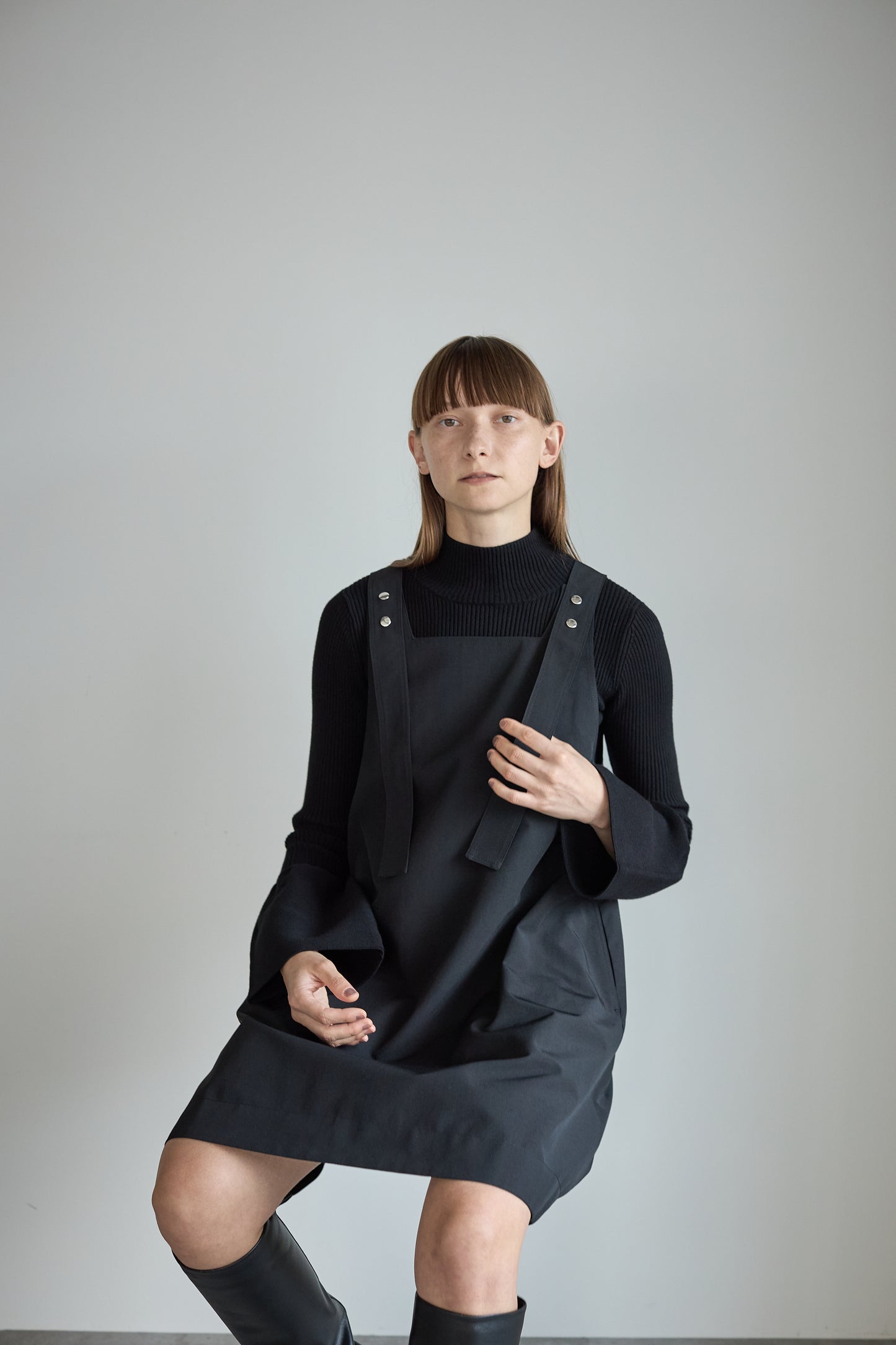ボタンミニワンピース【BLACK】