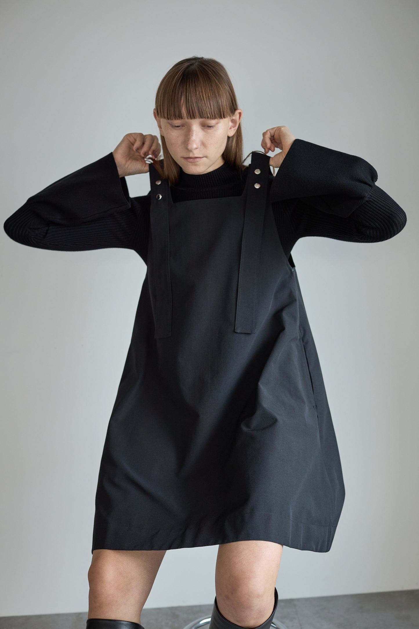 ボタンミニワンピース【BLACK】