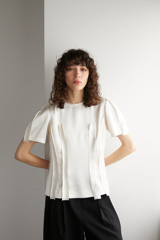 サテンカットオフトップス【WHITE】