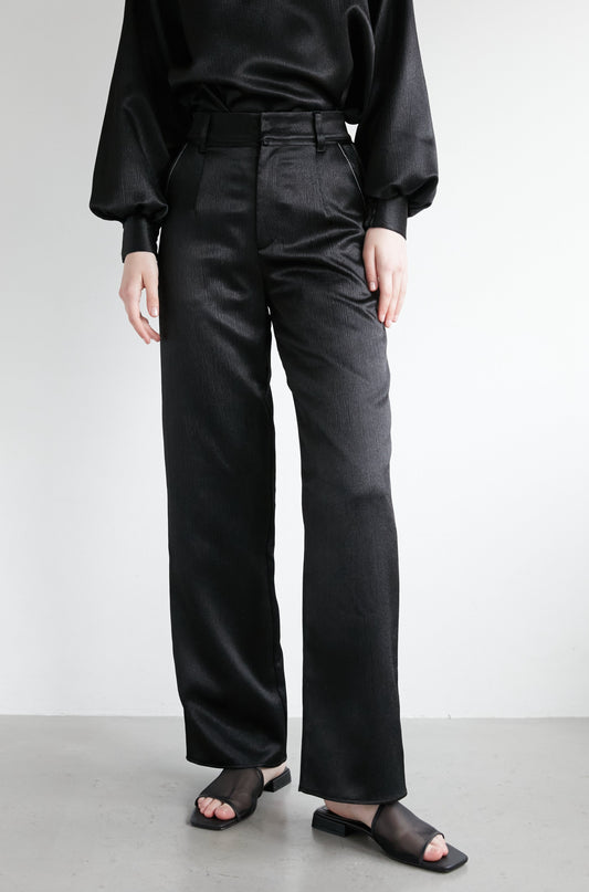 サイドステッチサテンPT【BLACK】