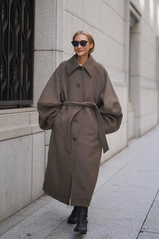 ロングボリュームスリーブコート【KHAKI】