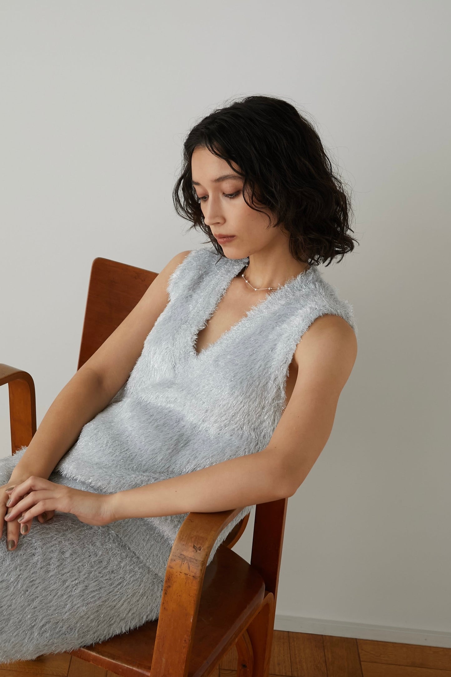 ラメニットベスト【SILVER】