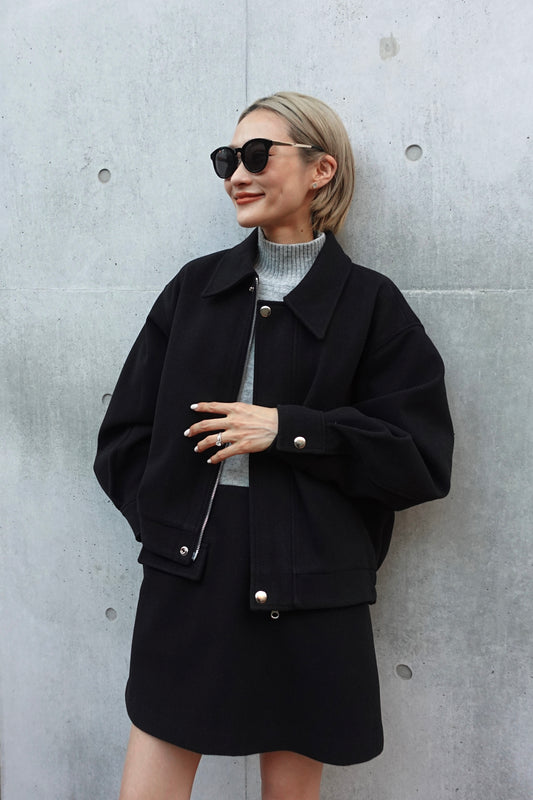 ヘリンボーンブルゾン【BLACK】