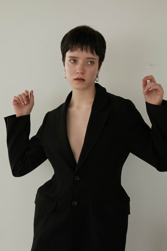 ペプラムジャケット【BLACK】