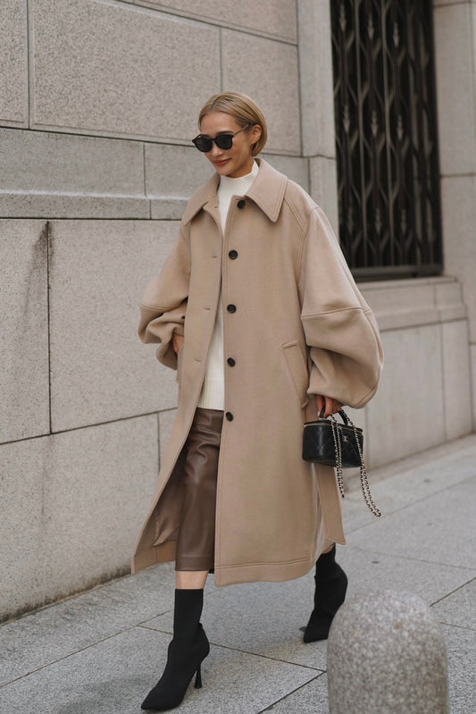 ロングボリュームスリーブコート【BEIGE】