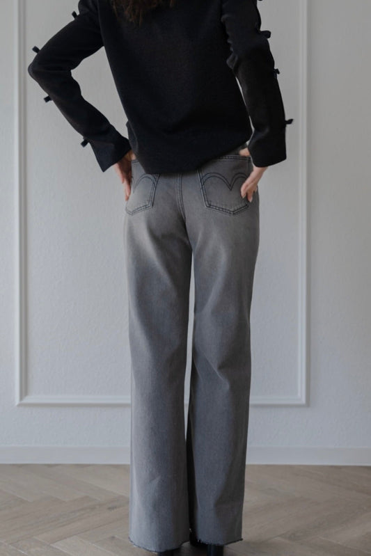 ストレートワイドデニム【GRAY】