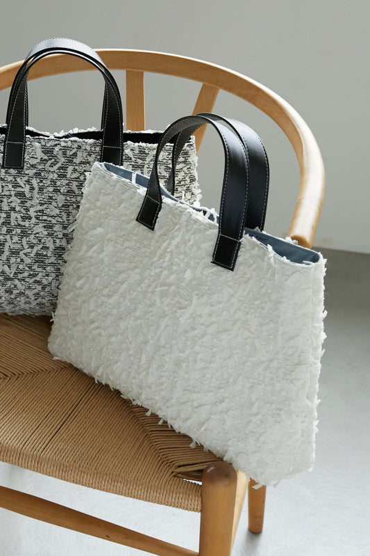 ジャガードトートバッグ (M)【WHITE】