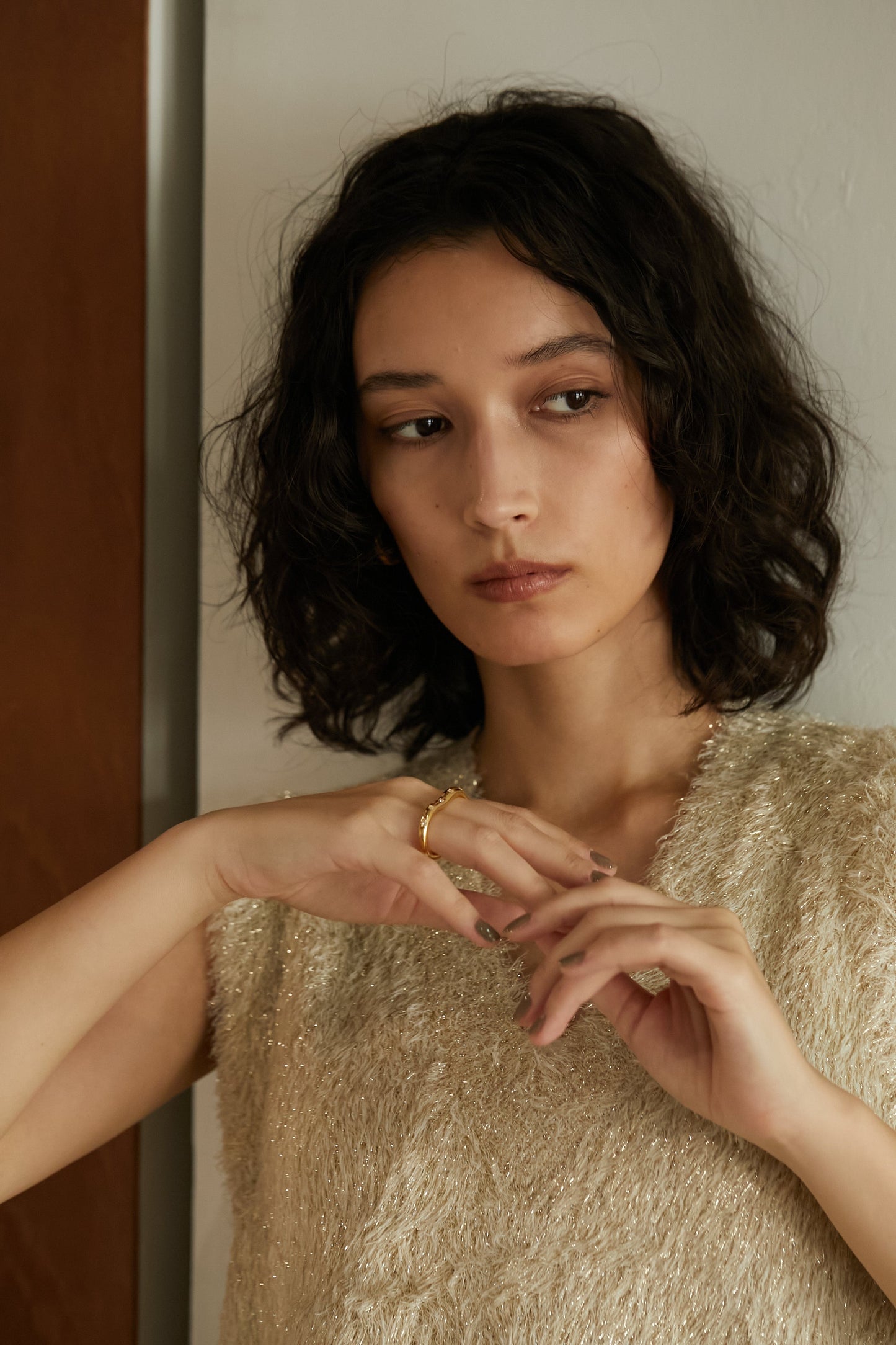 double finger ring crystal【GOLD】