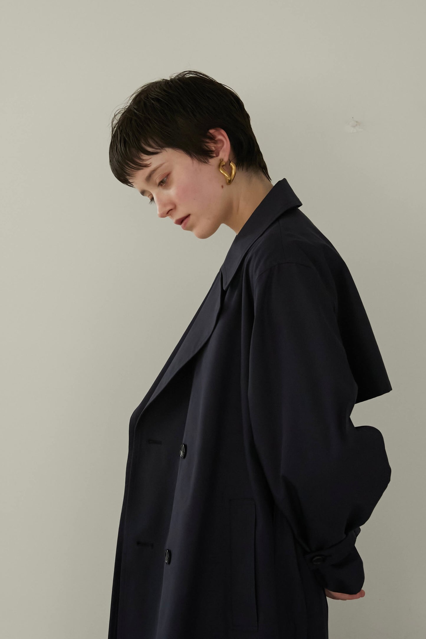 ロングトレンチコート【NAVY】