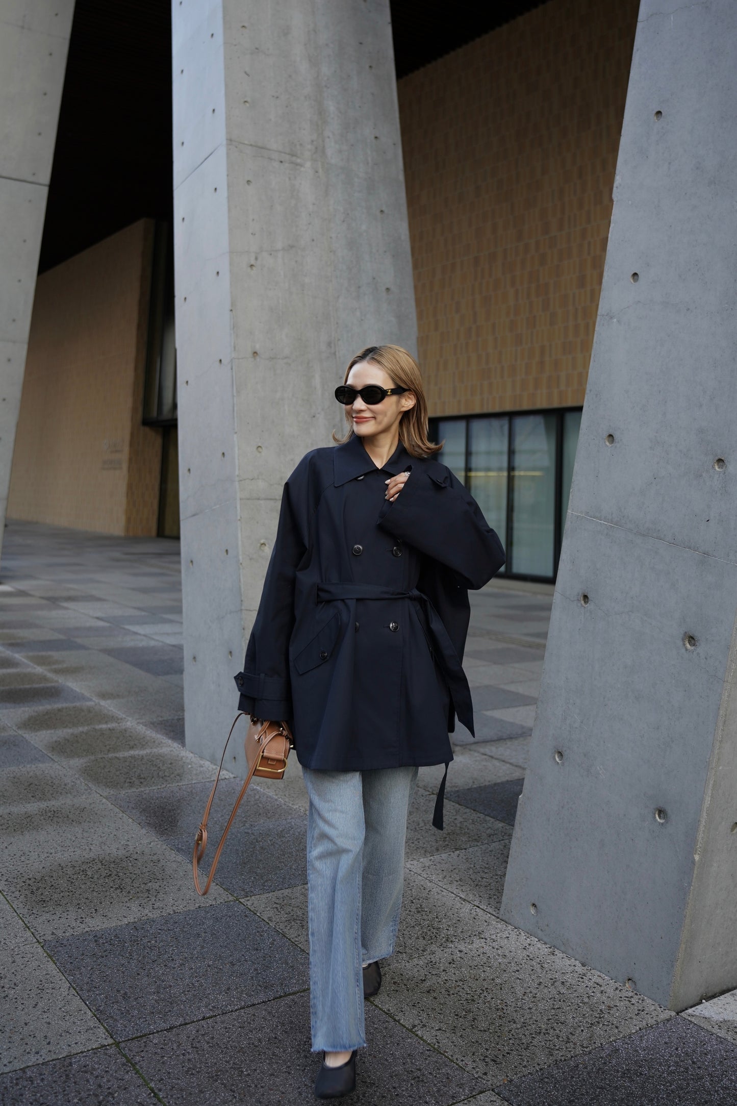 ケープトレンチコート【NAVY】