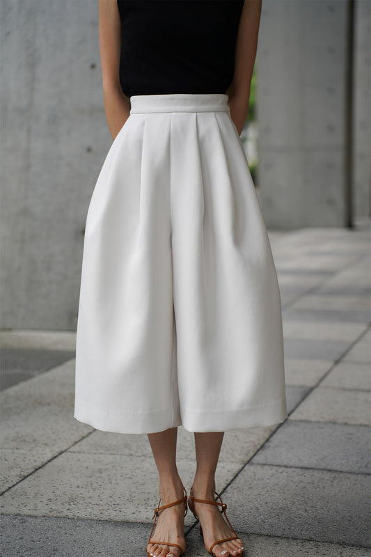 ワイドクロップドパンツ【WHITE】