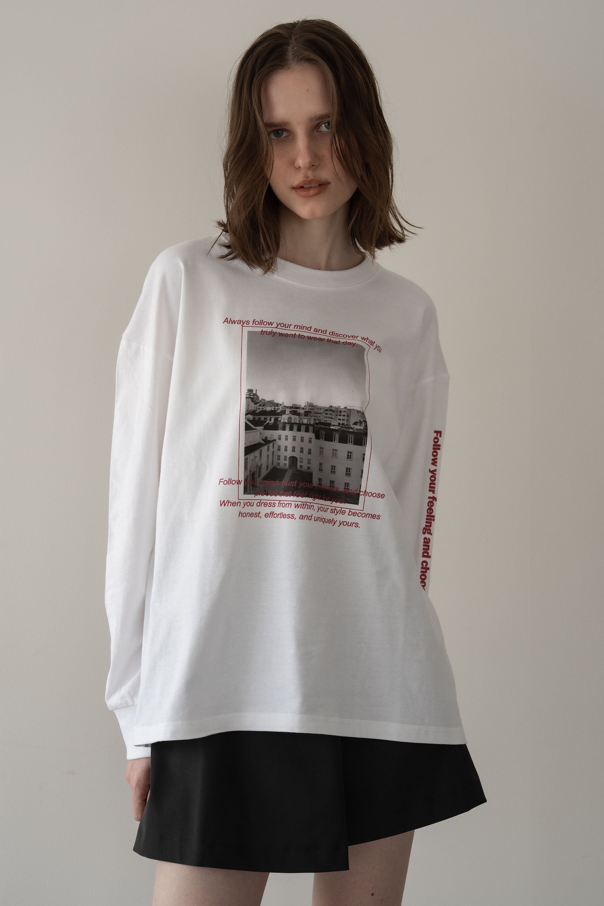 【新品】ELLIE プリントロンTEE GRAY プリントロンTEE【WHITE】 – ELLIE
