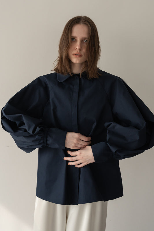 チューリップブラウス【NAVY】