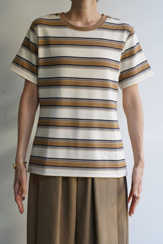 【予約販売7月末配送】コンパクトボーダーTEE【BEIGE】