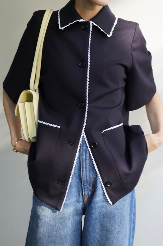 ステッチカラートップス【NAVY】