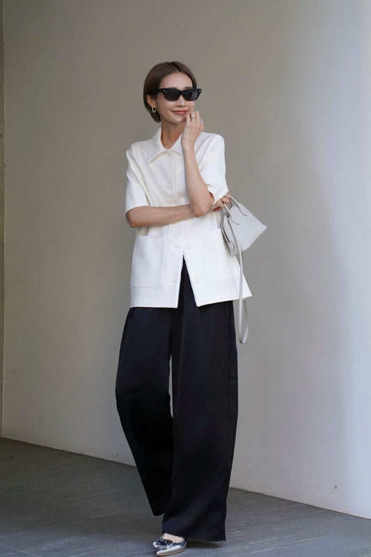ステッチカラートップス【WHITE】