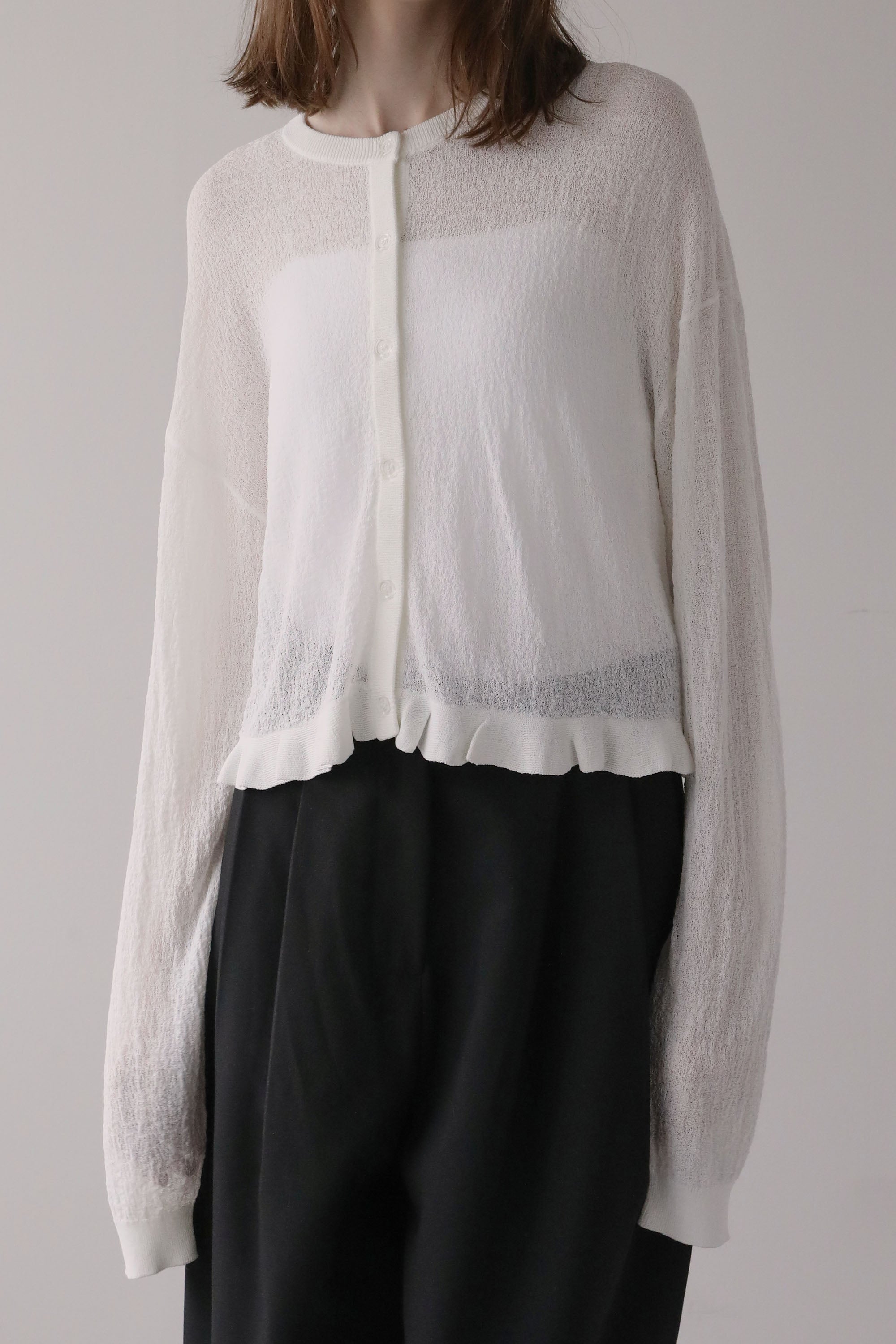 シアーフリルカーディガン【WHITE】 – ELLIE