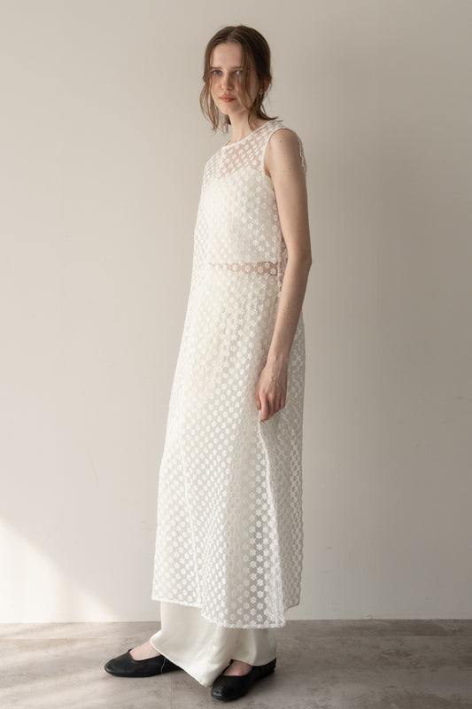 フラワーレイヤードワンピース【WHITE】