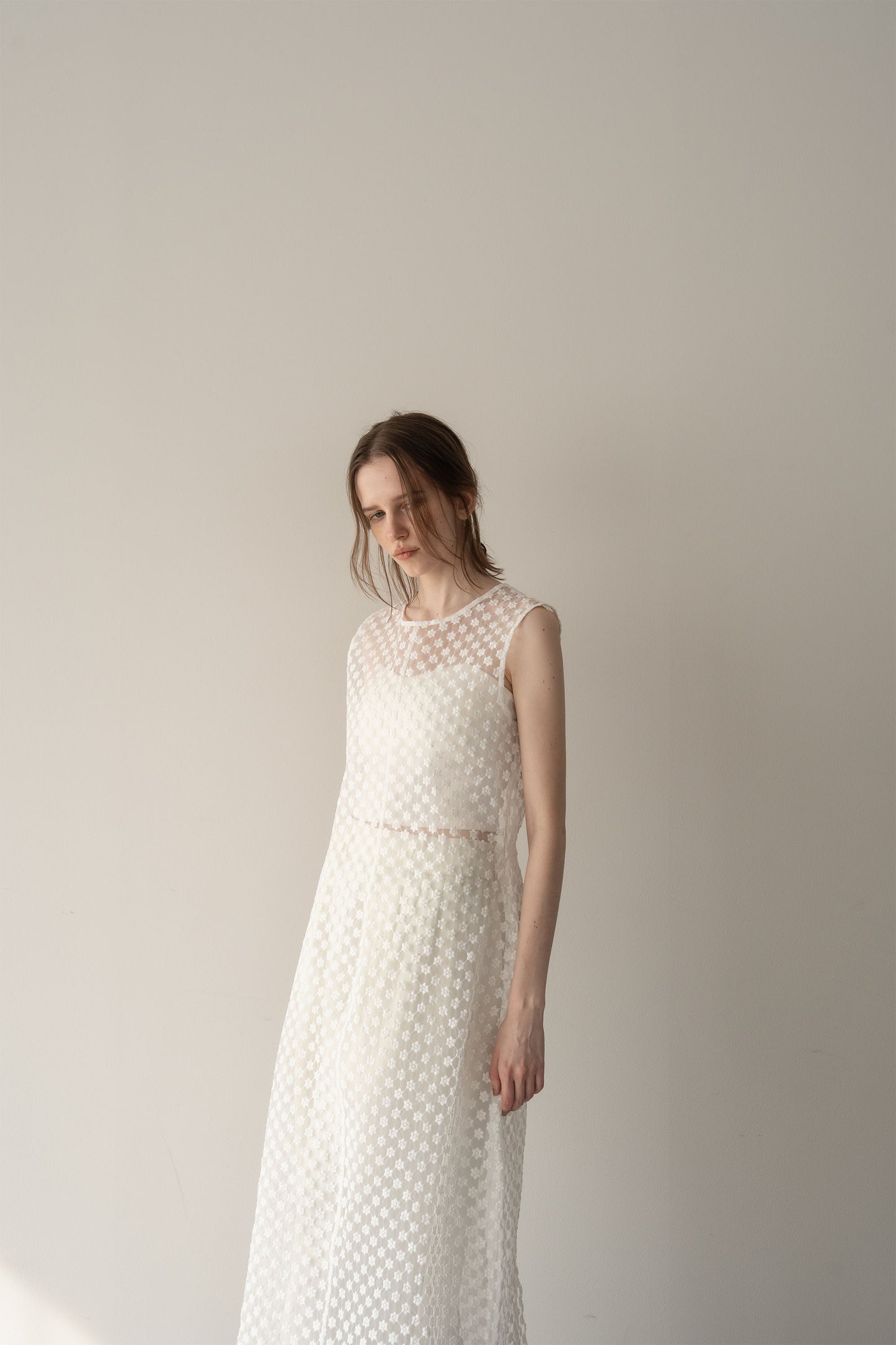 フラワーレイヤードワンピース【WHITE】