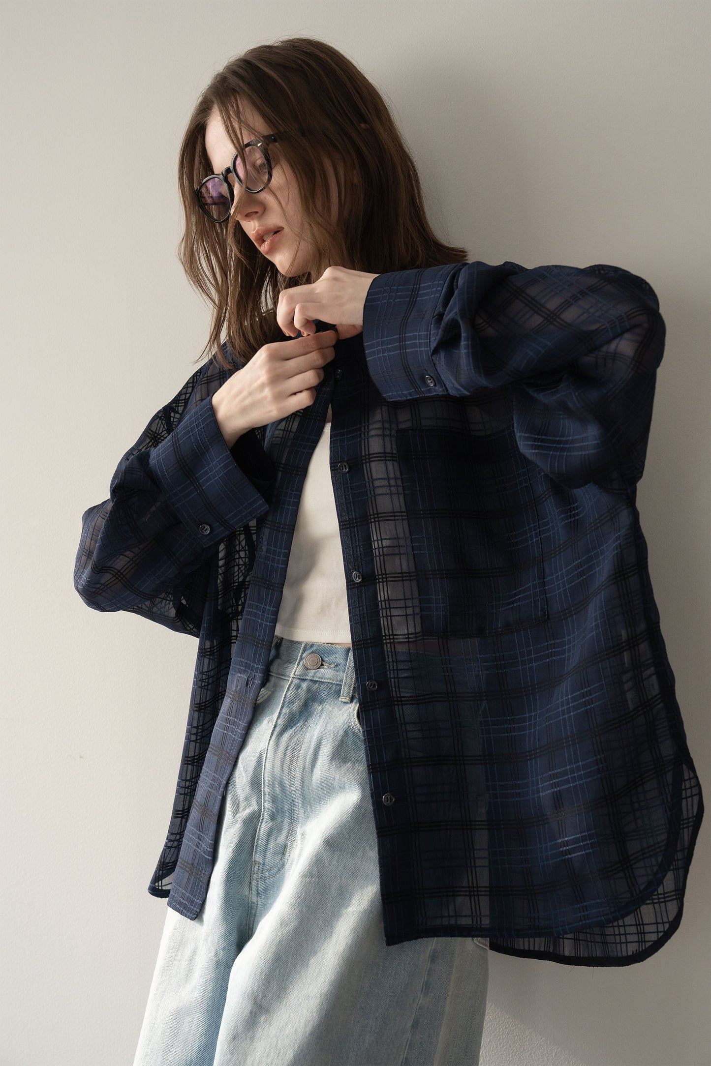 【予約販売5月末配送】シアービックシャツ【NAVY×CHECK】