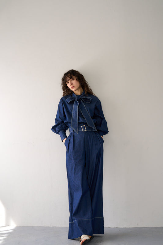 デニムワイドパンツ【BLUE】