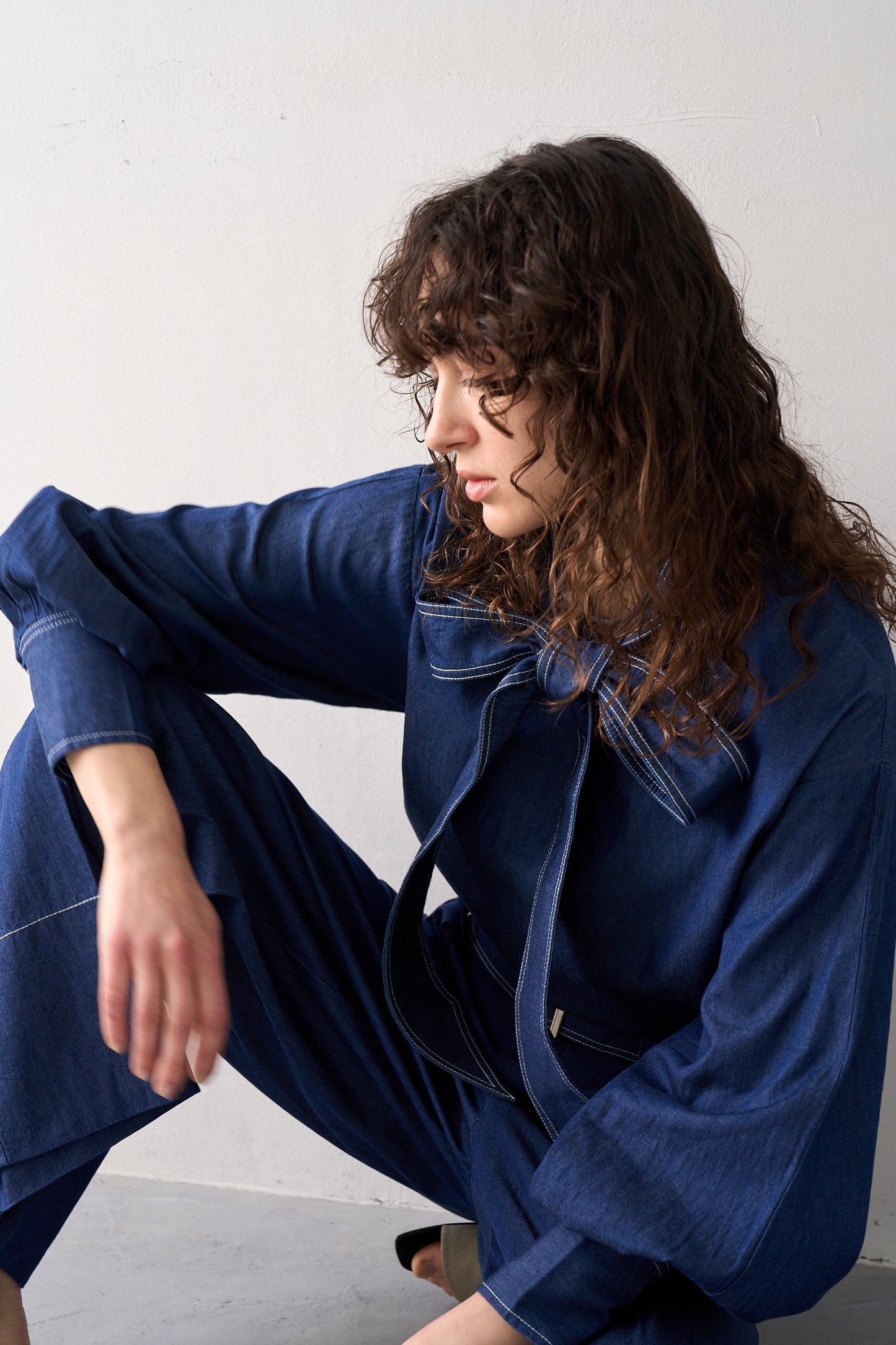 デニムワイドパンツ【BLUE】