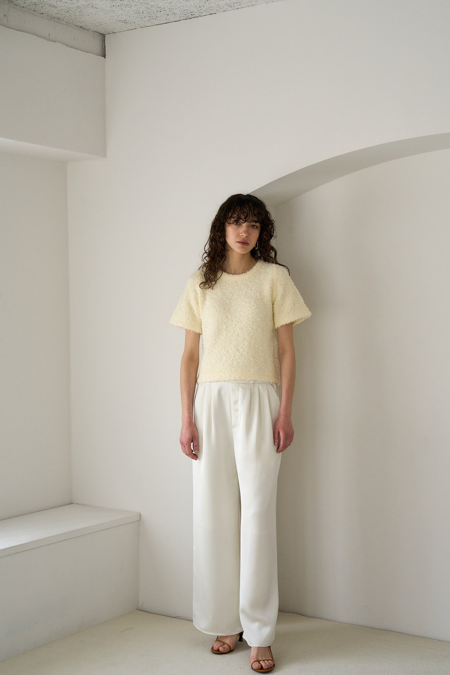 ハーフスリーブカラーニット【WHITE】