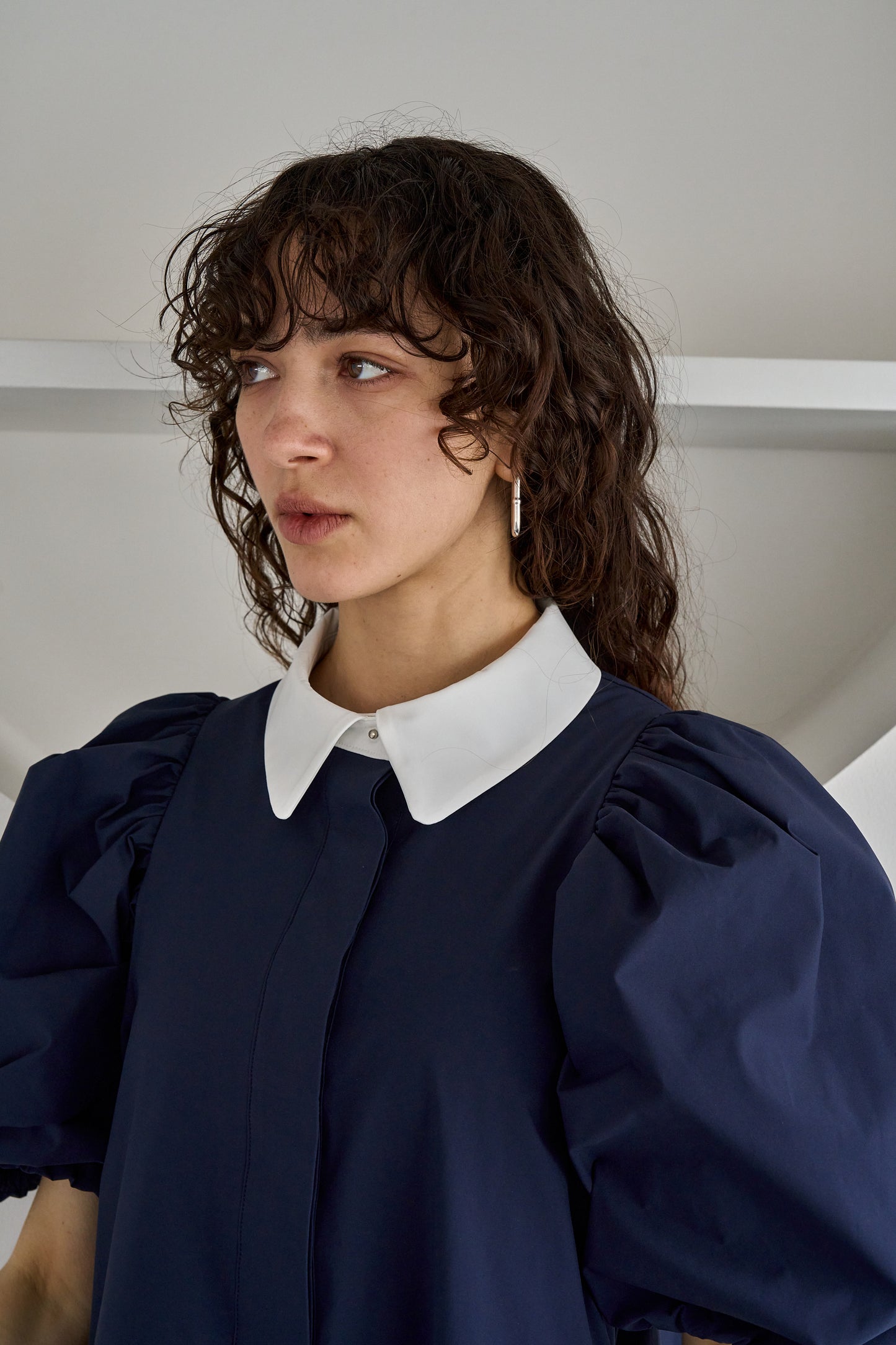 ラウンドカラーワンピース【NAVY】