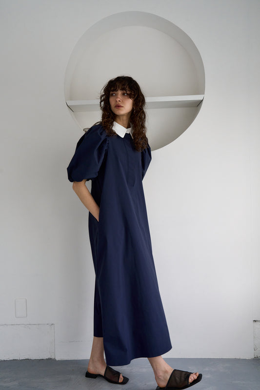 ラウンドカラーワンピース【NAVY】