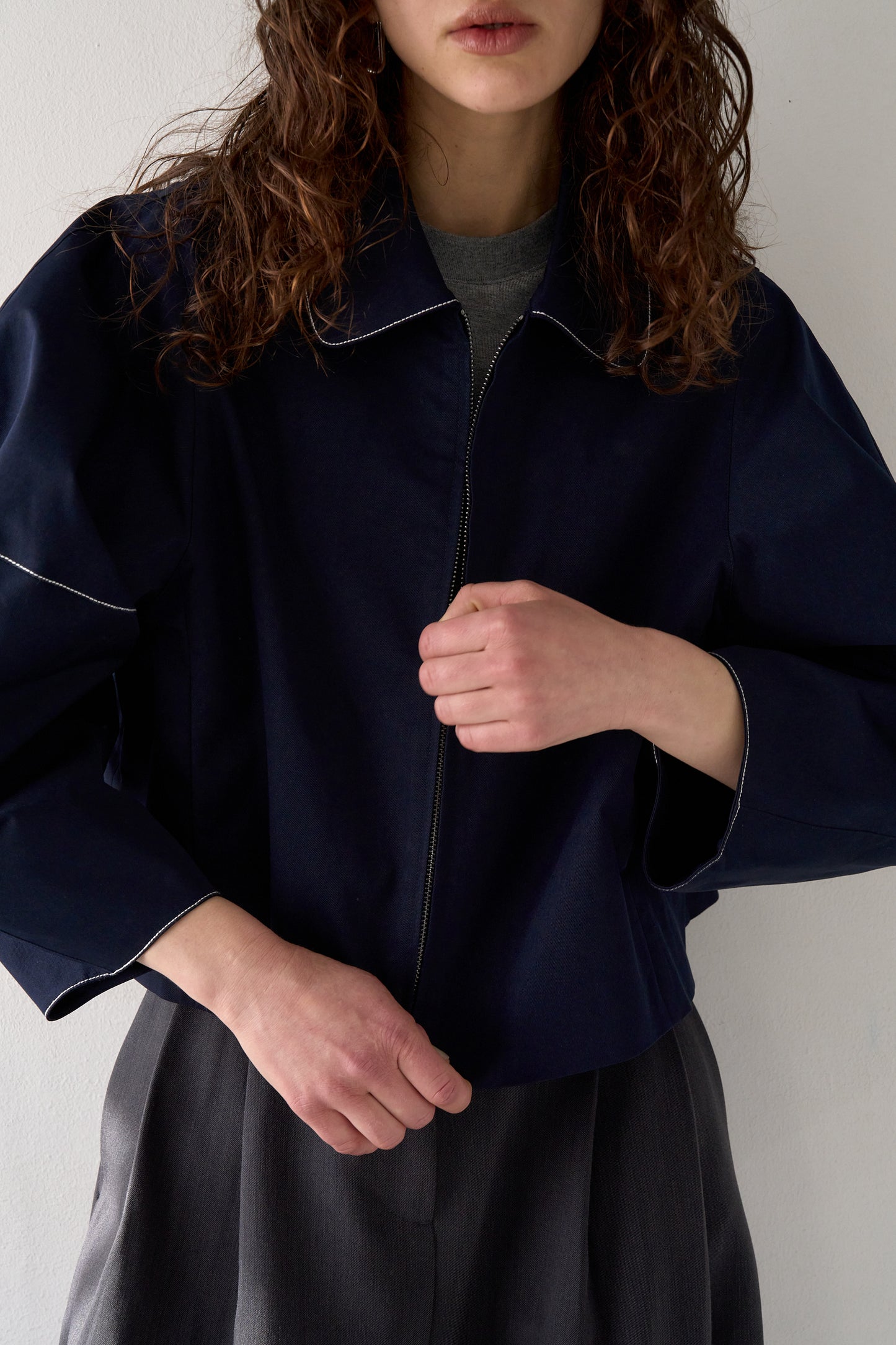 ステッチブルゾン【NAVY】