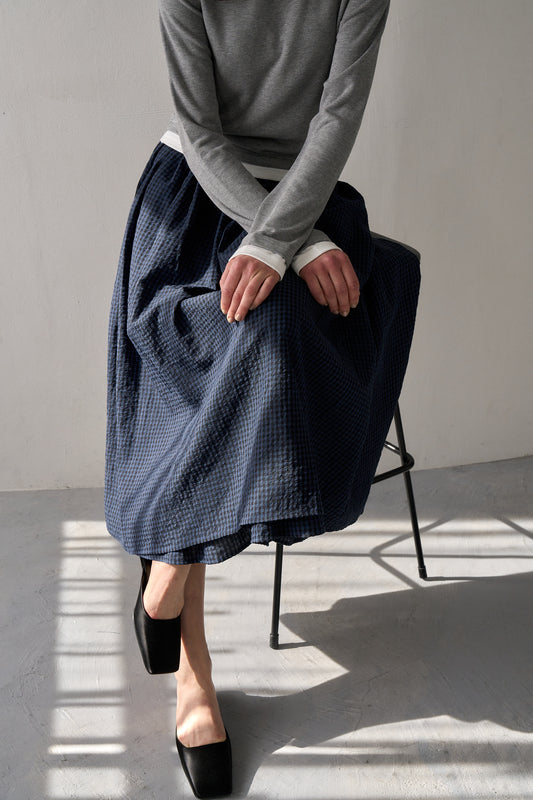 ギンガムチェックスカート【NAVY】