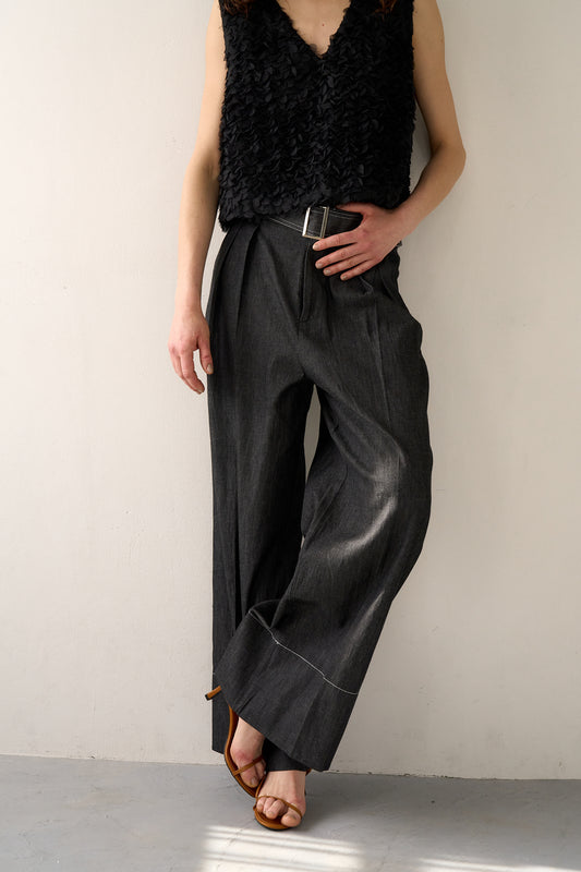 デニムワイドパンツ【BLACK】