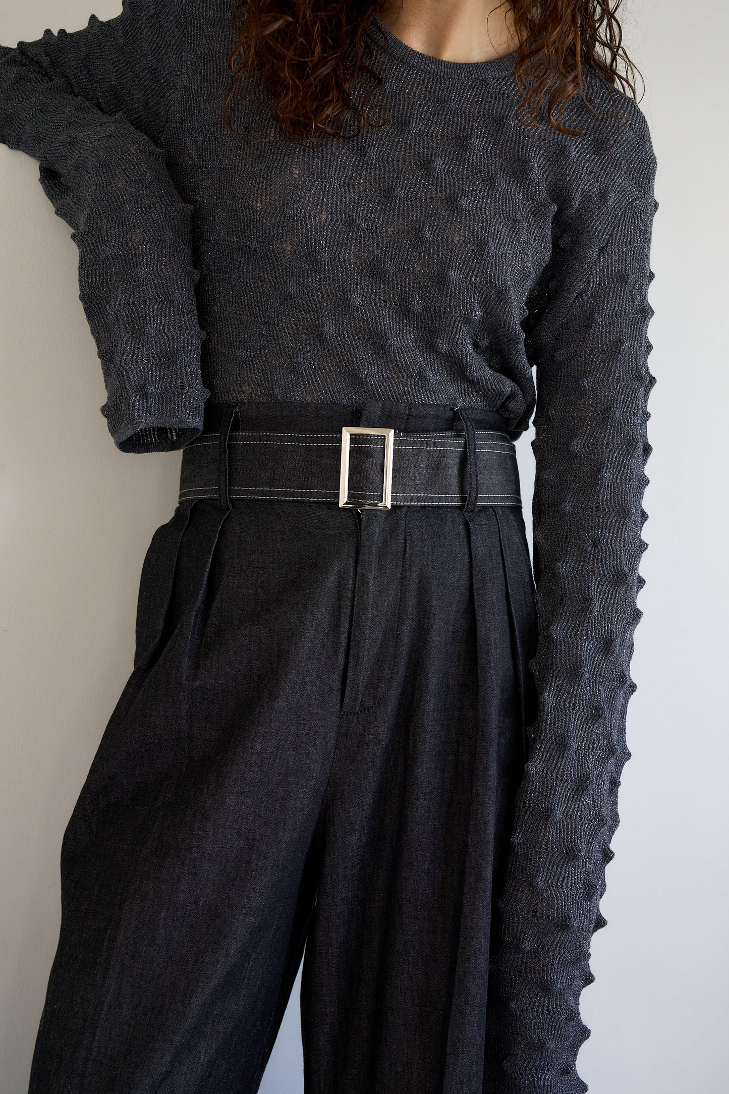 デニムワイドパンツ【BLACK】