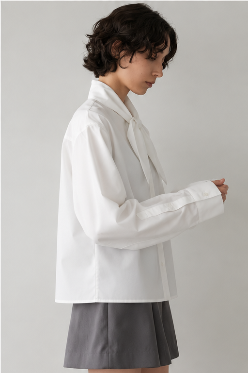 スカーフカラーシャツ【WHITE】