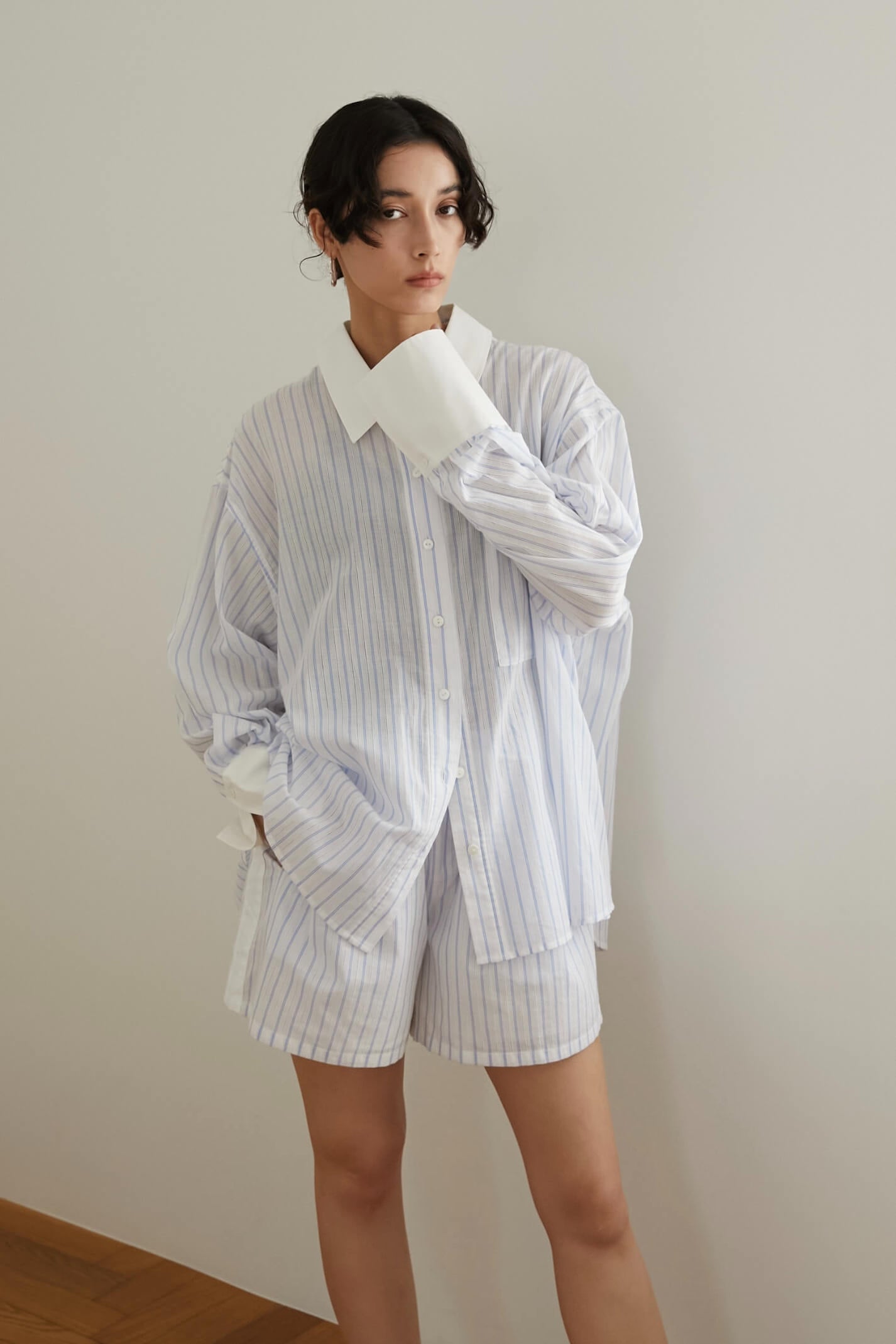 ストライプオーバーシャツ【WHITE】