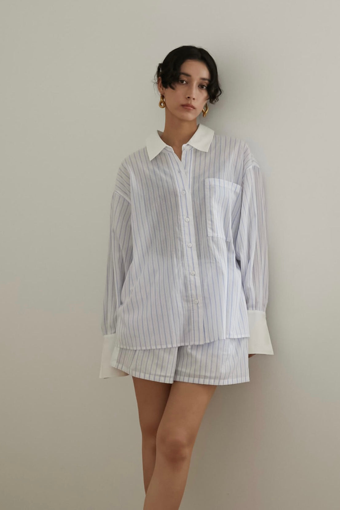 ストライプオーバーシャツ【WHITE】