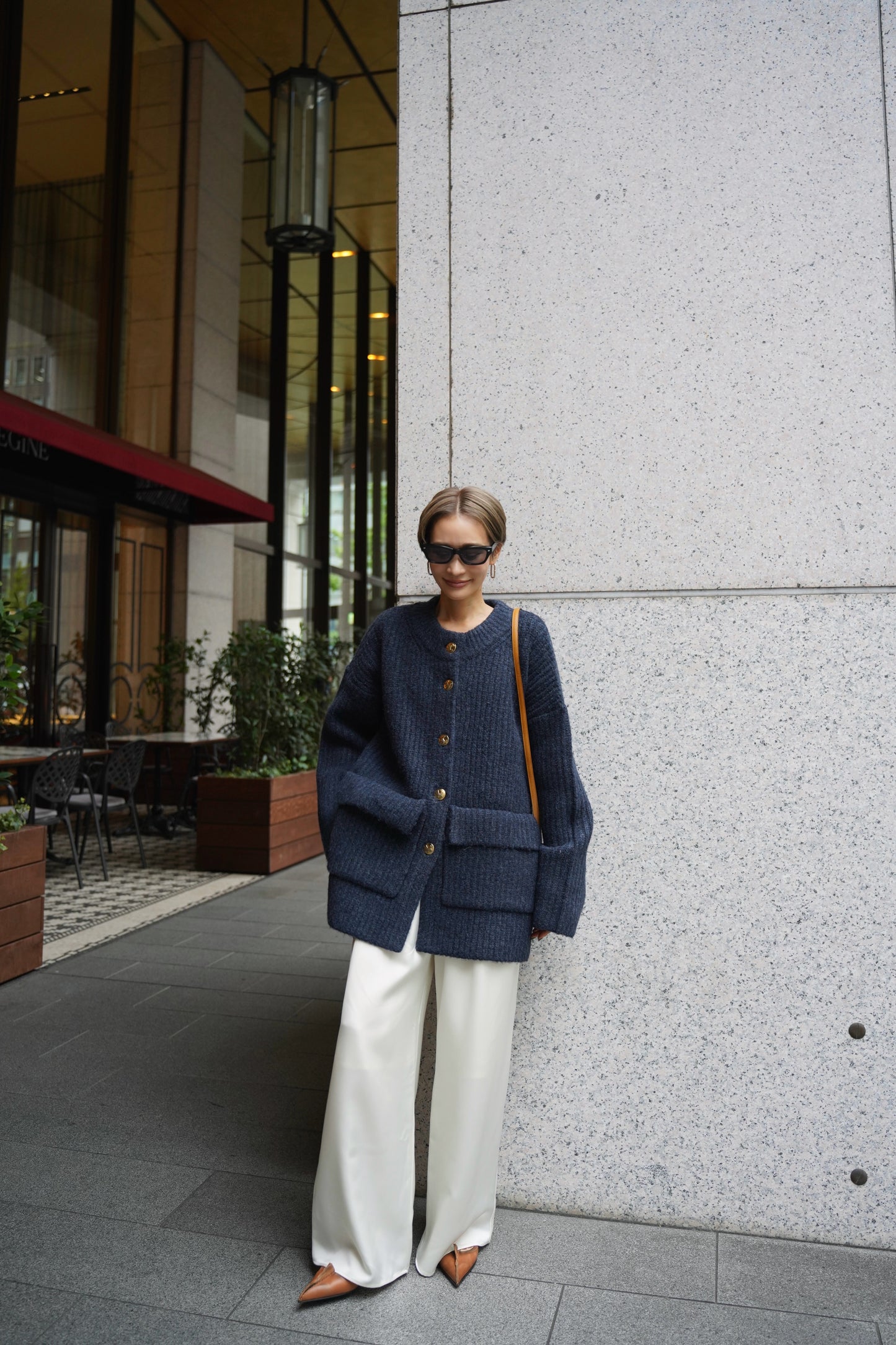 ドッグボタンニットコート【BLUE】