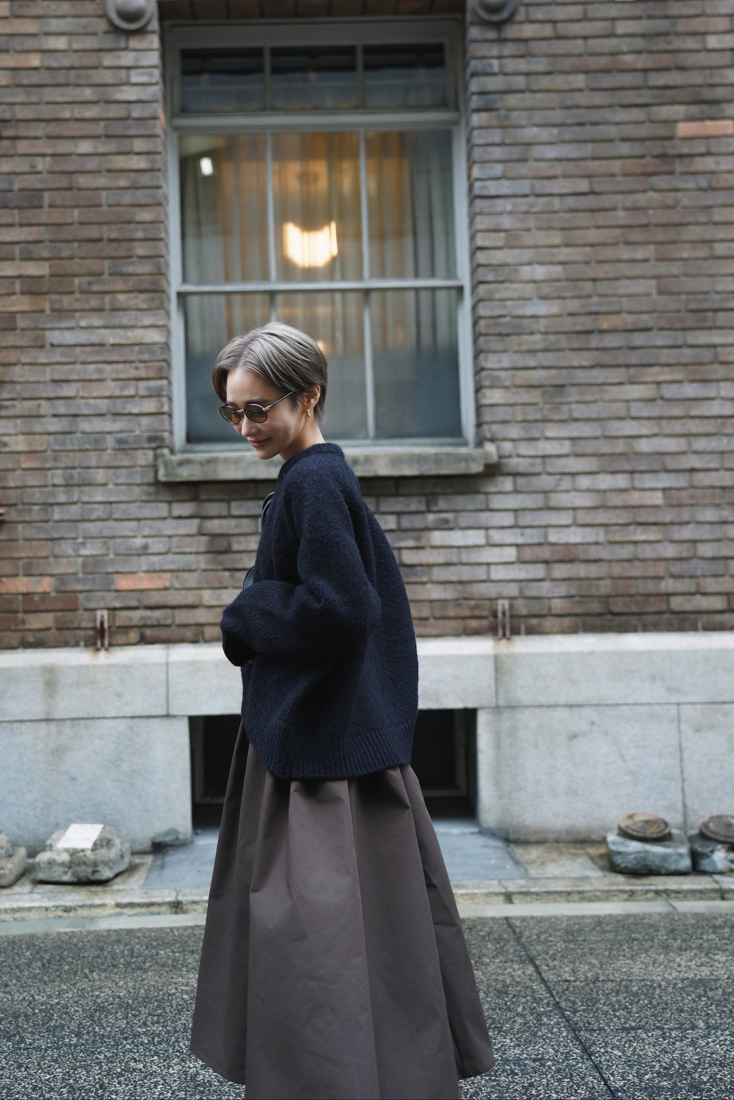 アジャストギャザースカート【BROWN】