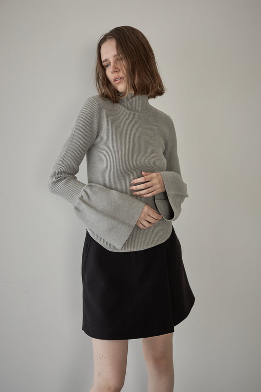 フレアスリーブタートルニット【GRY】