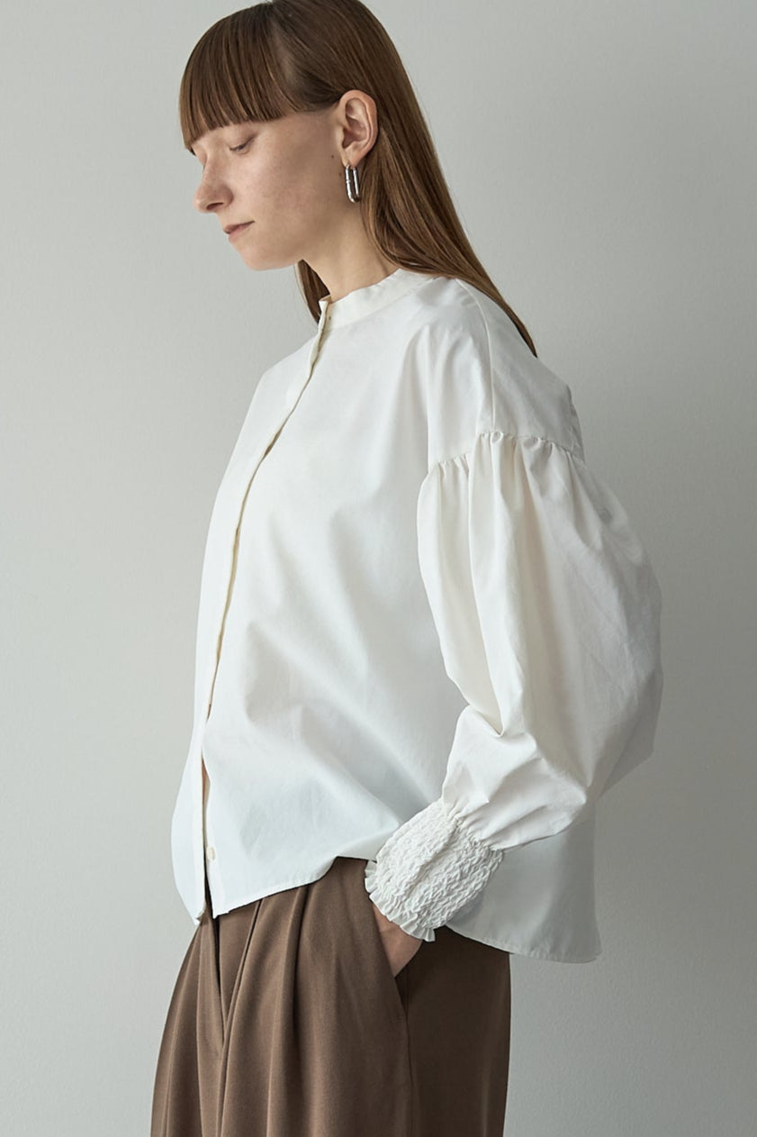 シャーリングカフスブラウス【WHITE】