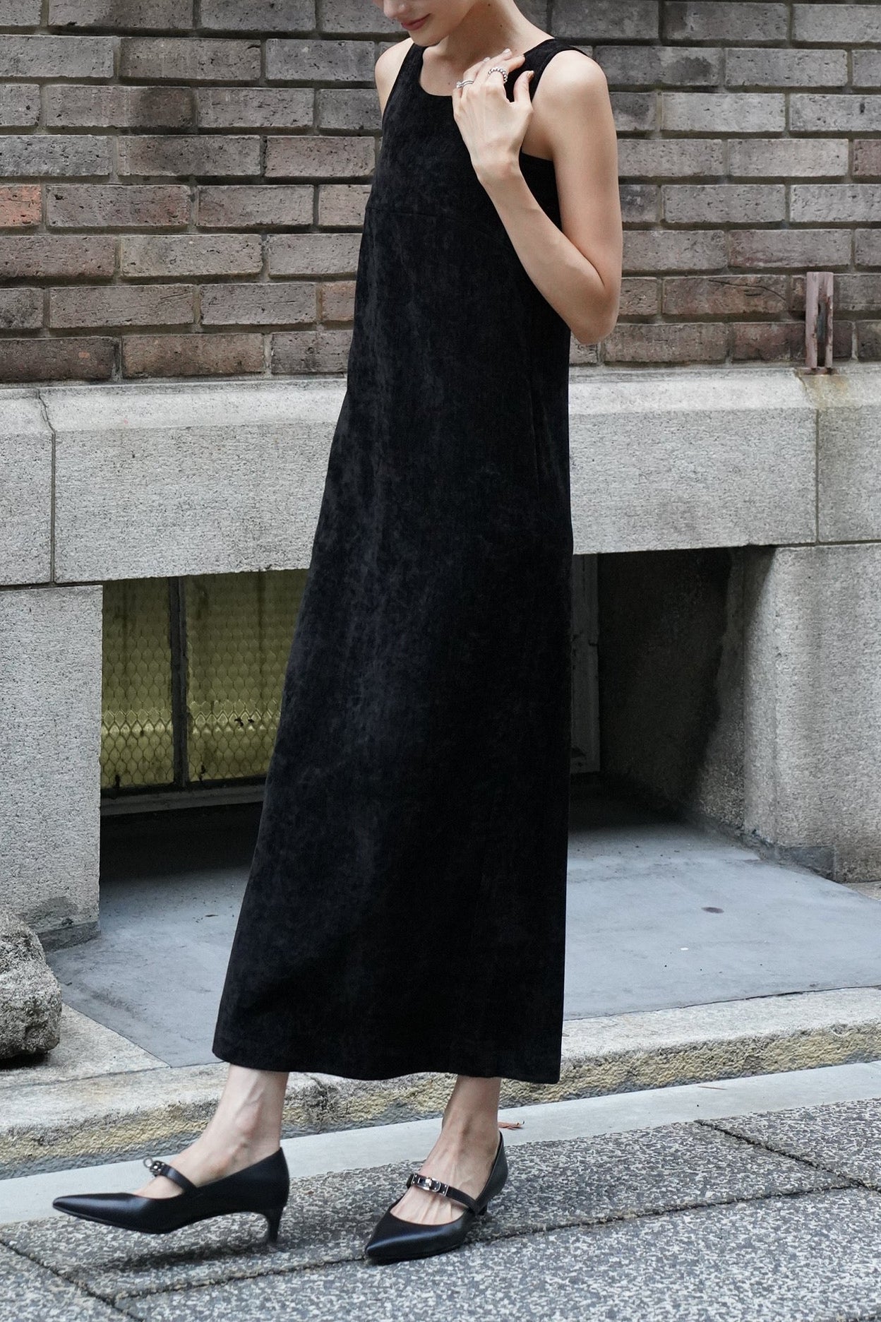 ベロアワンピース【BLACK】