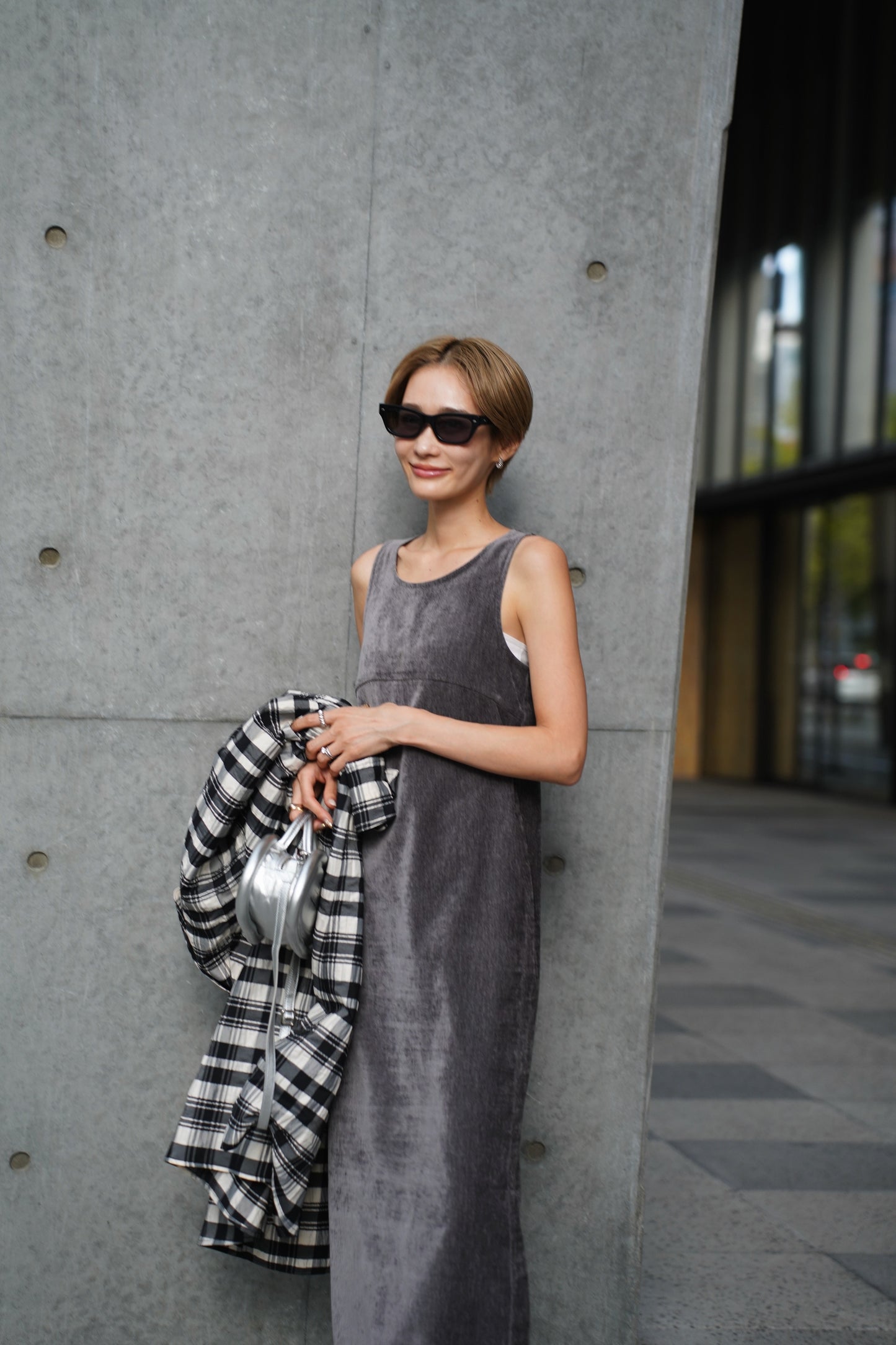 ベロアワンピース【GRAY】