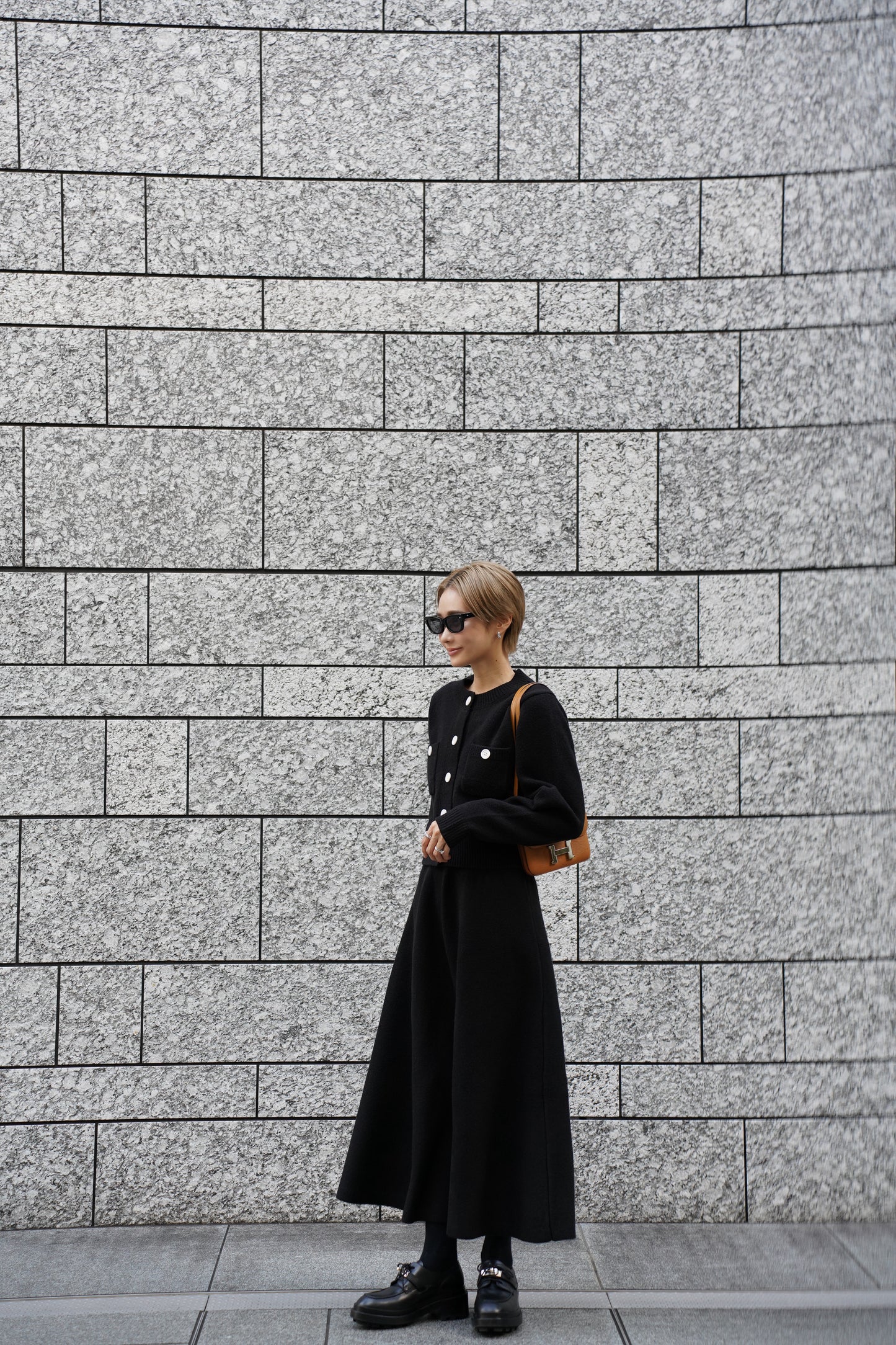 ニットフレアスカート【BLACK】