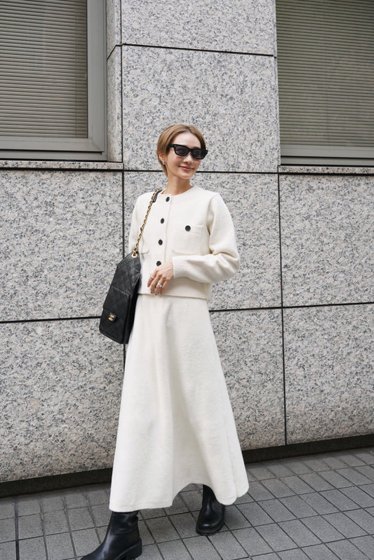 ニットフレアスカート【WHITE】