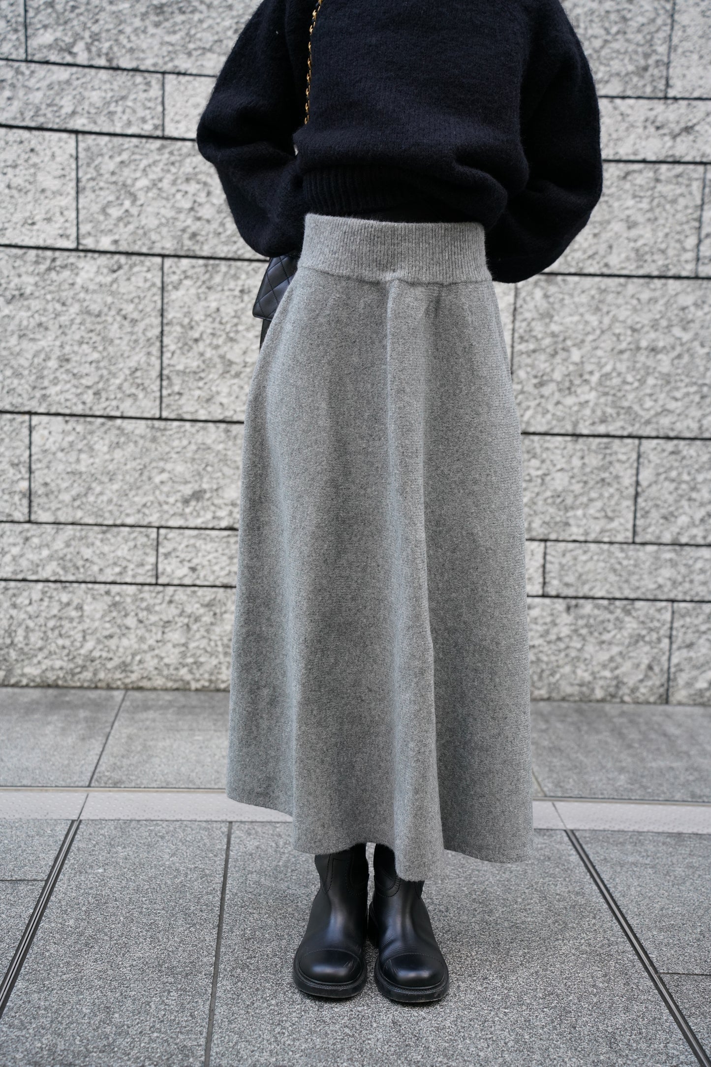 ニットフレアスカート【GRAY】