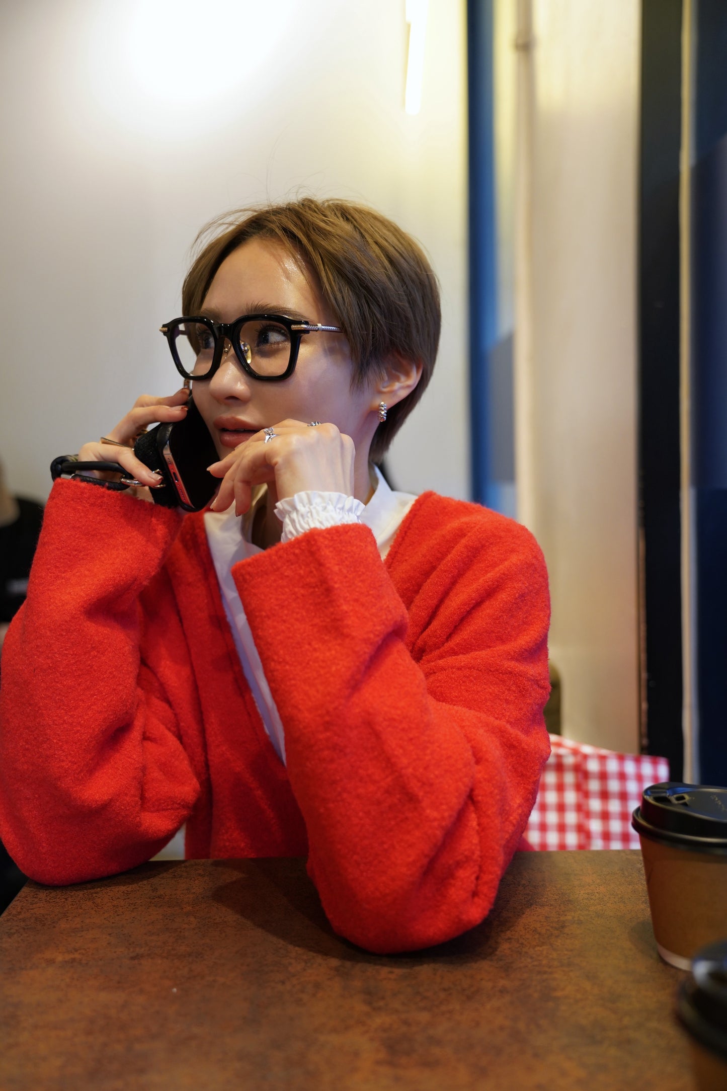 Vネックブークレニット【RED】