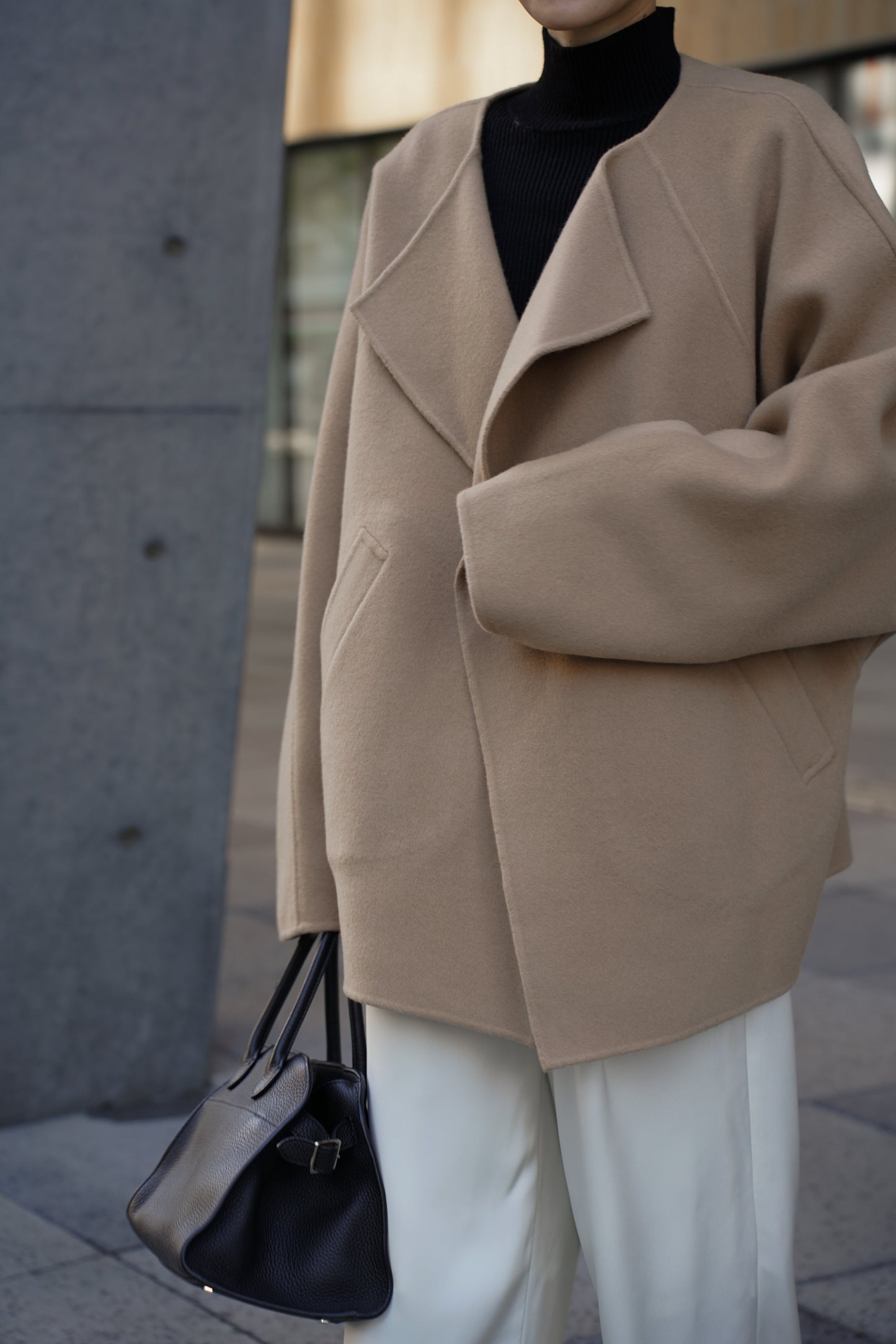 【予約販売1月下旬配送】SUPER140ショートリバーコート【BEIGE】