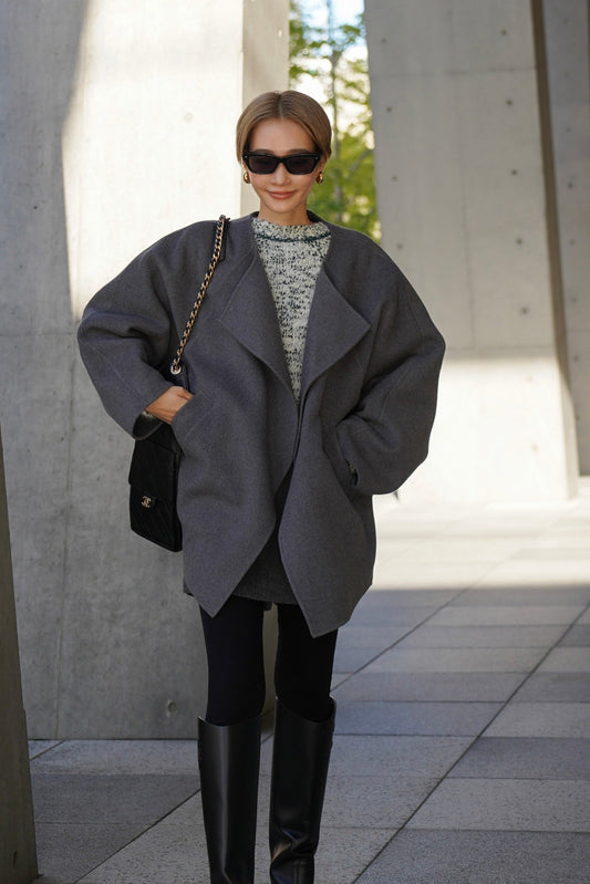 【予約販売1月下旬配送】 SUPER140ショートリバーコート【GRAY】