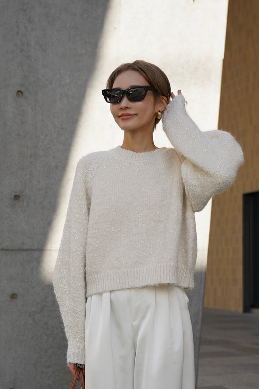 【予約販売12月下旬配送】ミックスリボンニット【WHITE】